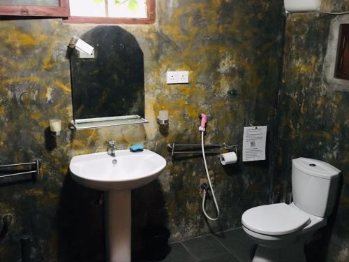 肯克拉MALLI'S VILLA的一间带水槽、卫生间和镜子的浴室