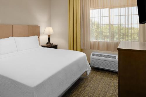 特洛克特洛克烛木套房酒店的一间设有大床和窗户的酒店客房