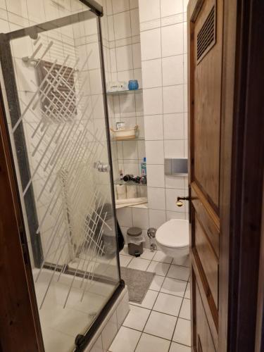 威廉港98qm Wohnung im Villenviertel - Voll ausgestattet mit Balkon und Kamin - WLAN gratis的带淋浴和卫生间的浴室
