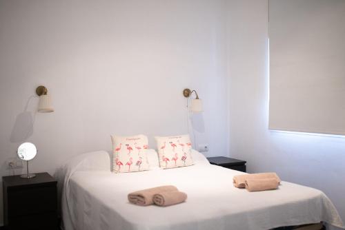 梅里达Apartamento de la Cruz的一间卧室配有一张床,上面有两条毛巾