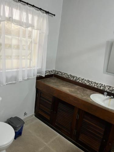 彼得罗波利斯Pousada Recanto Aurora的一间带水槽和卫生间的浴室