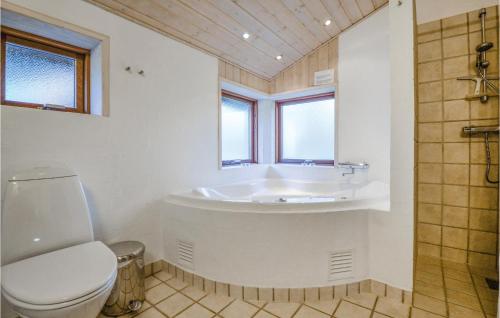 Øksenmølle4 Bedroom Gorgeous Home In Ebeltoft的带浴缸、卫生间和盥洗盆的浴室