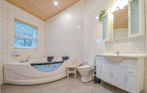 ØksenmølleStunning Home In Ebeltoft With Kitchen的带浴缸、卫生间和盥洗盆的浴室