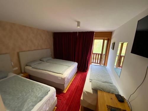 ŠišavaPansion Vlašić Ski的酒店客房设有两张床和一台平面电视。