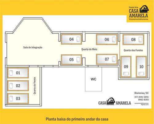 Casa Amarela Blumenau Hospedagem Alternativa平面图