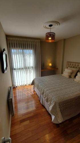 里奥夸尔托Apart Torre Parque del Río的一间卧室设有一张床和一个大窗户