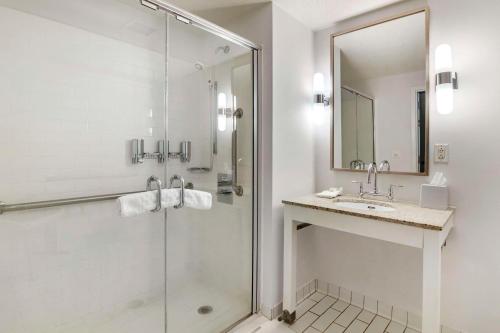 班戈班戈福朋喜来登酒店的带淋浴和盥洗盆的浴室