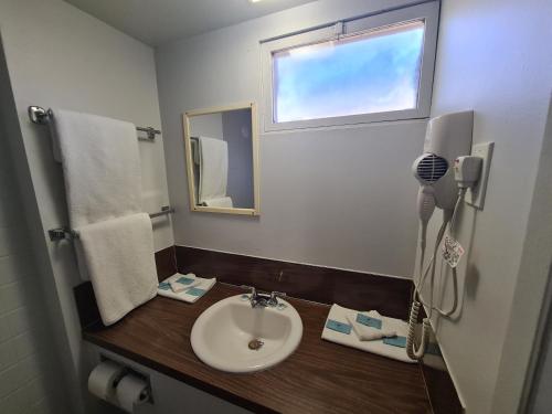 卡什克里克Sundowner Motel的浴室配有盥洗盆和吹风机