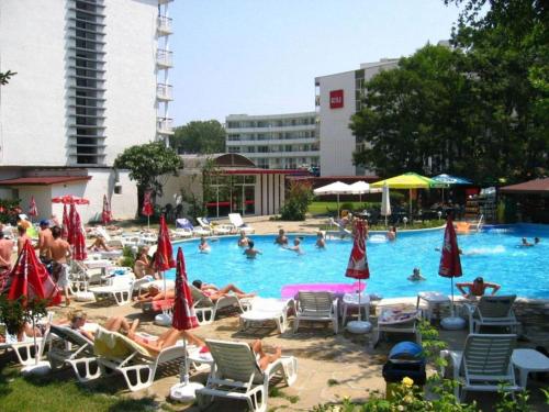 阳光海滩Olymp Hotel的一群人在游泳池里