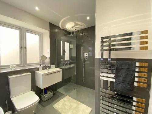 利兹The View的浴室配有卫生间、盥洗盆和淋浴。