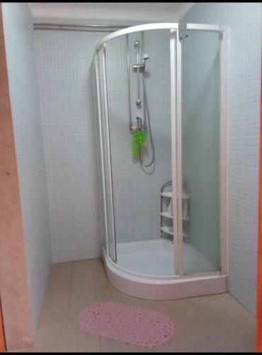 莱里亚Centro Leiria的浴室内带玻璃淋浴间