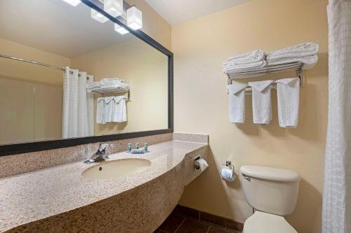 拉勒米拉勒米贝斯特韦斯特酒店及套房的一间带水槽、卫生间和镜子的浴室