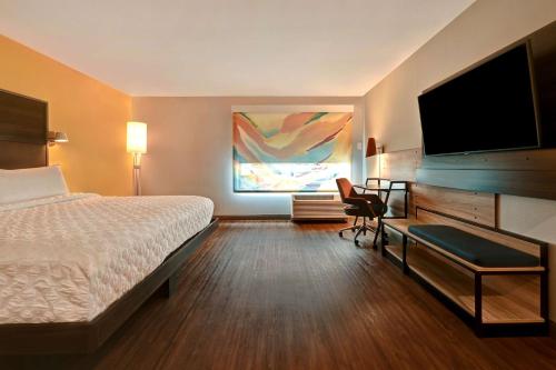 阿尔伯克基Tru By Hilton Albuquerque North I-25, Nm的配有一张床和一台平面电视的酒店客房