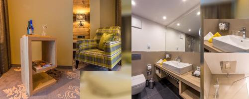 奥伯斯特多夫贝格鲁酒店的浴室四幅图片的拼贴画