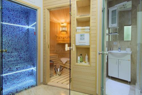 布德瓦蒙特勒科斯公寓的带淋浴和盥洗盆的浴室
