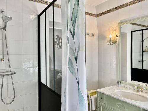 沙特奈马拉布里克洛斯王子住宿加早餐旅馆的带淋浴和盥洗盆的浴室