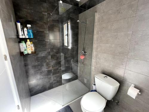 马拉加Málaga casa grande familiar的一间带卫生间和淋浴的小浴室