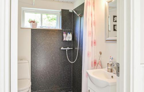 埃贝尔托夫特Cozy Home In Ebeltoft With Wifi的带淋浴和盥洗盆的浴室