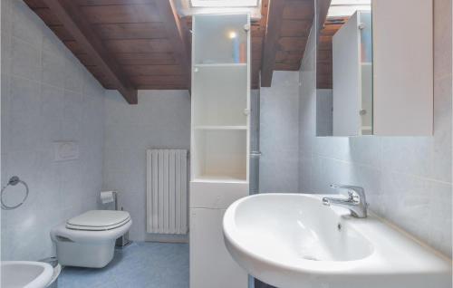 Osmate LentateCozy Apartment In Cadrezzate Con Osmate With Wifi的白色的浴室设有水槽和卫生间。