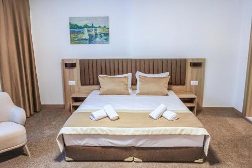 普罗夫迪夫Evelin Deluxe House的一间卧室配有一张大床和两个枕头