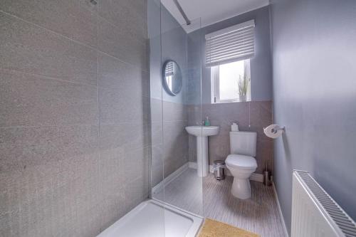 卡斯尔福德Liquorice Lodge- 2 bed & parking的一间带卫生间和水槽的浴室