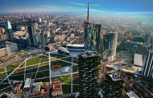 米兰Fiera Milano City Apartment的城市空中景观高楼