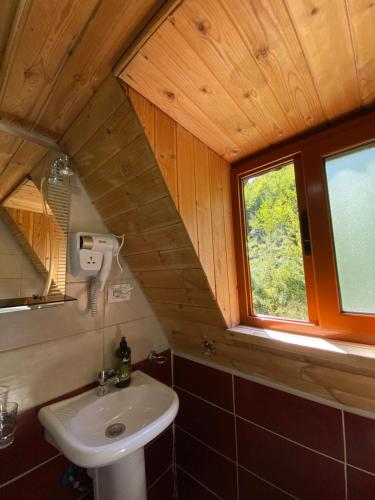 泰斯Guesthouse Bec Villi的一间带水槽和窗户的浴室