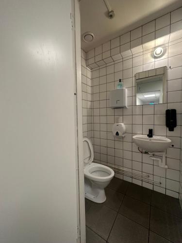 斯德哥尔摩波罗玛旅舍的一间带卫生间和水槽的浴室