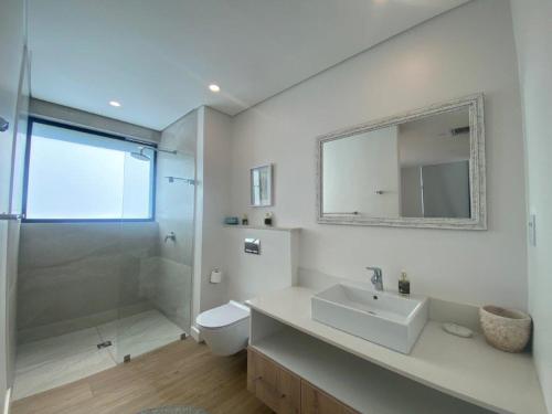 乌姆德洛蒂Sea La Vie - with Inverter的一间带水槽、卫生间和镜子的浴室