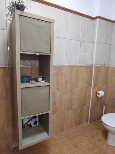 圣伊西德罗Casa Celeste San Isidro的带淋浴、水槽和卫生间的浴室