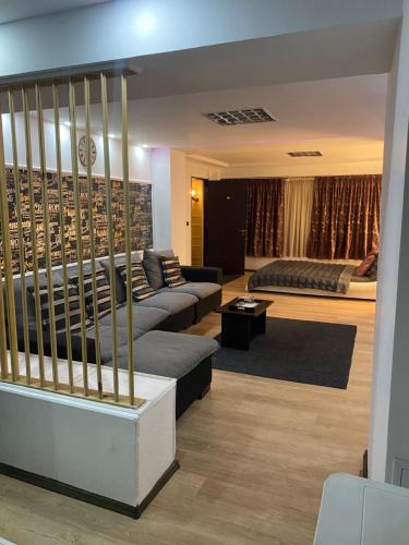 沃伦塔里Karra Hotels的带沙发和床的大型客厅