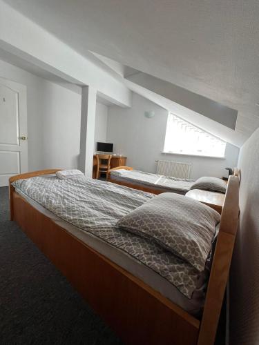陶拉格Deizė的一间卧室设有两张床和窗户。