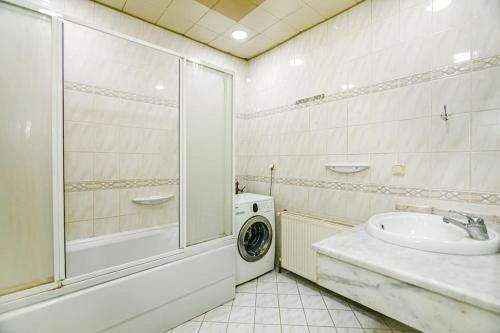 巴库Baku Apartment CH的一间带水槽和洗衣机的浴室