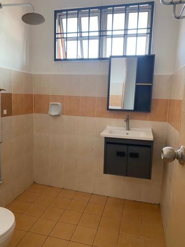 Kampong Belah DuaComfy Sutera Seberang Jaya的一间带水槽和卫生间的浴室