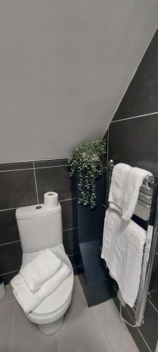 坎诺克Gilpin Suite的浴室配有白色卫生间和毛巾。
