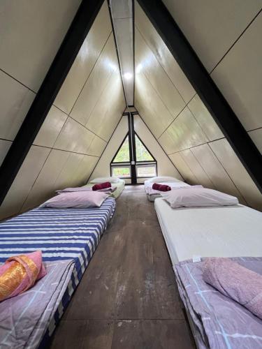 古打毛律Saiheng Cabin Homestay的帐篷内带三张床的房间