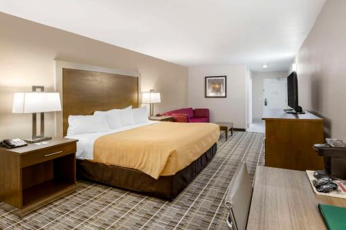卡尔斯巴德Quality Inn & Suites Carlsbad Caverns Area的酒店客房,配有床和电视