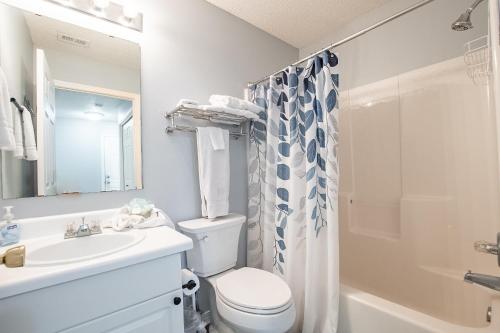 纳瓦拉Sea Breeze Retreat的一间带水槽、卫生间和淋浴的浴室