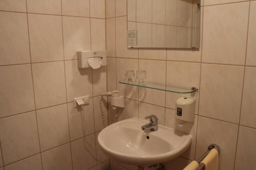 格莱斯多夫切克金酒店 的一间带水槽和镜子的浴室