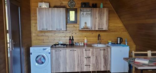 OniSeva Villa in Racha的厨房配有洗衣机和洗衣机。