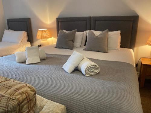 阿尼克奥克斯酒店的一间卧室配有两张带枕头的床。