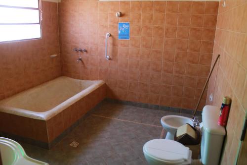 卡奇Vistas al Nevado的带浴缸、卫生间和盥洗盆的浴室