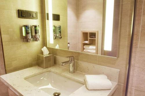 博卢波鲁希尔顿汉普顿酒店的一间带水槽和镜子的浴室