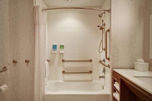 斯普林菲尔德Home2 Suites by Hilton Springfield North的带浴缸和盥洗盆的浴室