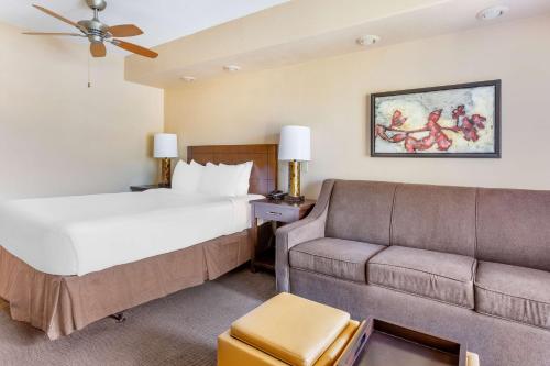 塞多纳Hilton Vacation Club Ridge on Sedona的酒店客房,配有床和沙发