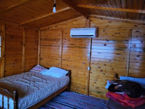 WāsiţStarlight Camp Nuweiba的小木屋内一间卧室,配有一张床