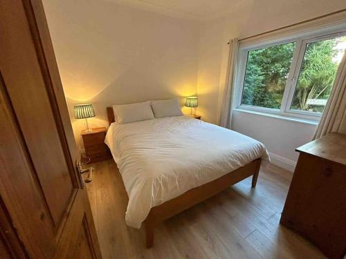 桑盖特The ideal retreat for some vitamin sea!的一间卧室设有一张大床和一个窗户。