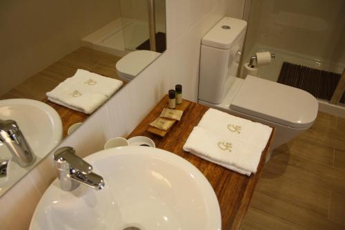 蒙塔莱格里艾呙齐奎那酒店的一间带水槽、卫生间和镜子的浴室