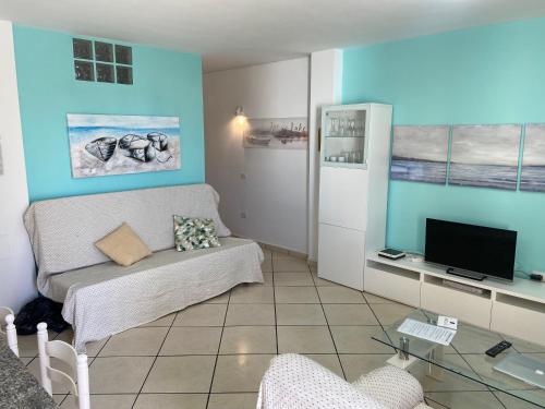 阿布里斯Grande appartamento Tenerife Los Abrigos的带沙发和电视的客厅