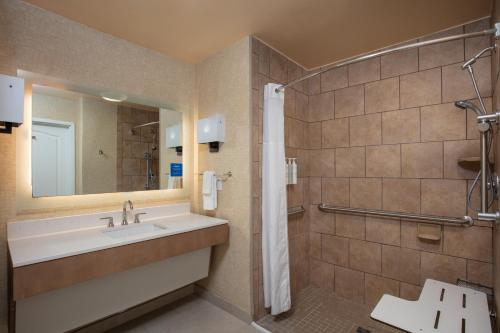 Cordelia JunctionHomewood Suites by Hilton Fairfield-Napa Valley Area的一间带水槽和淋浴的浴室